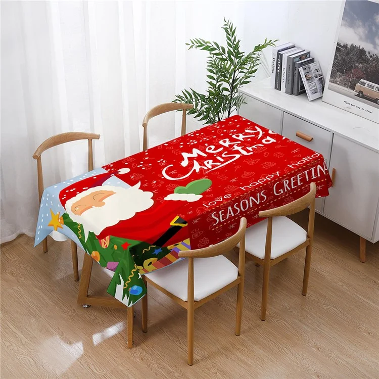 140x140cm Christmas Pattern Printed Tablecloth Water-absorption Table Cover New Year Xmas Festival Kitchen Dining Table Decor - Style 2