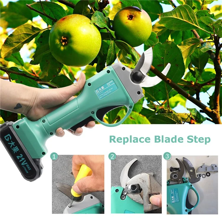 Dago 21V de Poda Elétrica Tesouras de Gardinagem Sem Fio Fruta Recarregável Frutas de Fruta Arbustos Arbustos de Arbustos (bateria de 1pc) - Plugue do Reino Unido