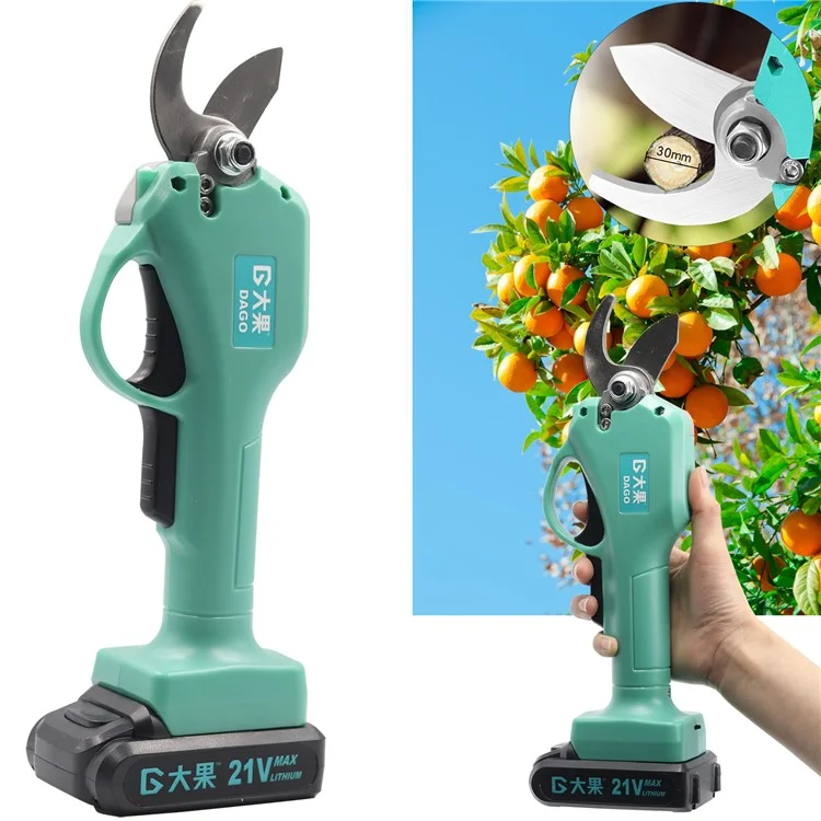 Dago 21V de Poda Elétrica Tesouras de Gardinagem Sem Fio Fruta Recarregável Frutas de Fruta Arbustos Arbustos de Arbustos (bateria de 1pc) - Plugue do Reino Unido