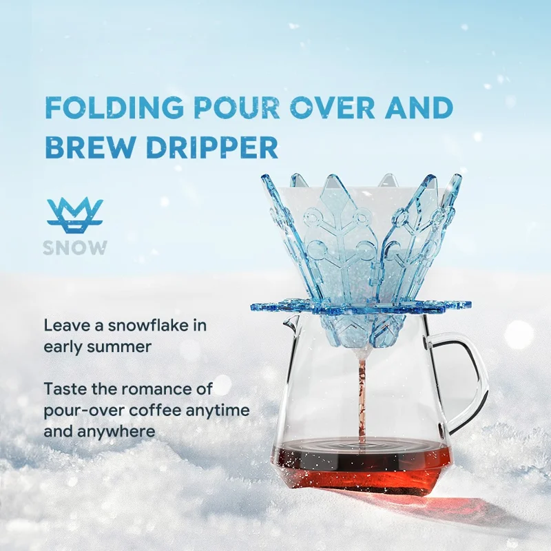 ICAFILAS PA2306 Folding Pour Over & Brew Dripper Set with 40Pcs Filter Paper Tea Coffee Folding Filter Cup (No FDA, BPA-Free) - Pink