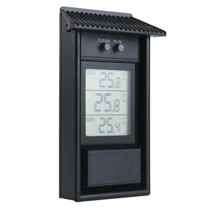 LCD Screen Outdoor Electronic Thermometer Waterproof Temperature Meter - Black