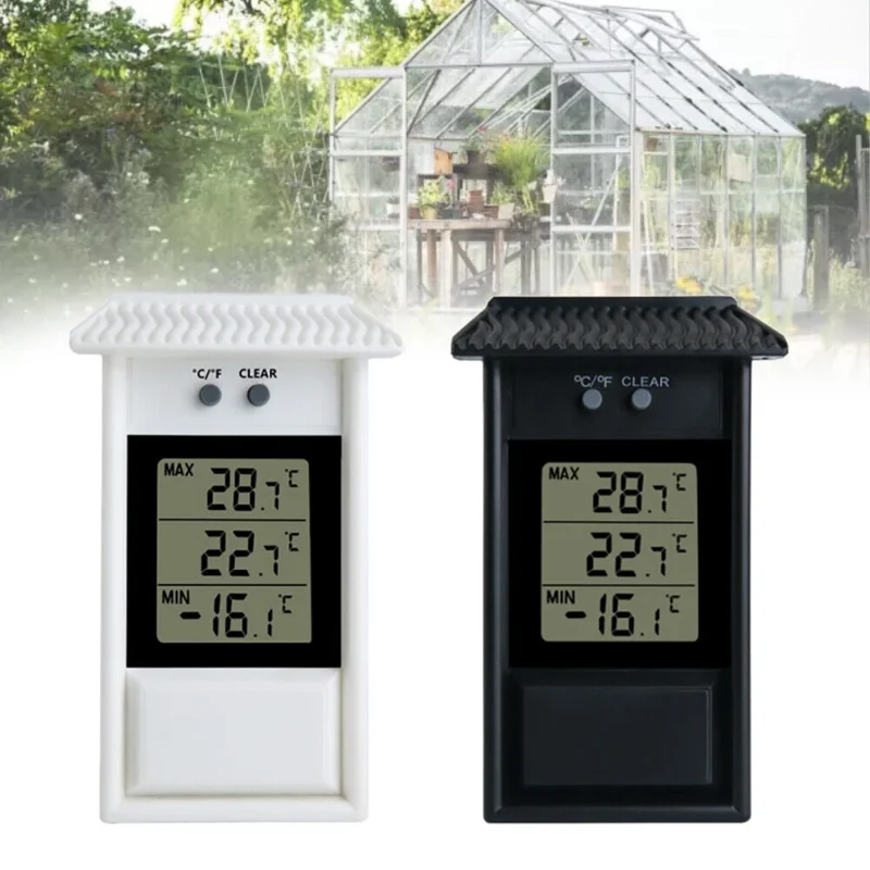 LCD Screen Outdoor Electronic Thermometer Waterproof Temperature Meter - Black