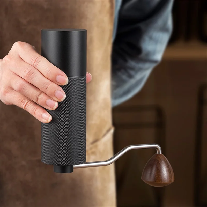 Manual Coffee Grinder 6 Blade Hand Crank Mill For Coffee Beans Adjustable Coarseness Stainless Steel Burr - Black
