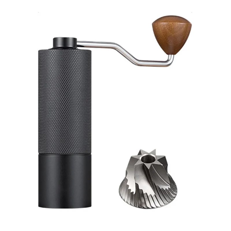Moedor de Café Manual com Manivela, Moedor de Moagem de Lâmina de 7 Lâminas, Moedor de Burr Ajustável para Bebida Fresca - Preto