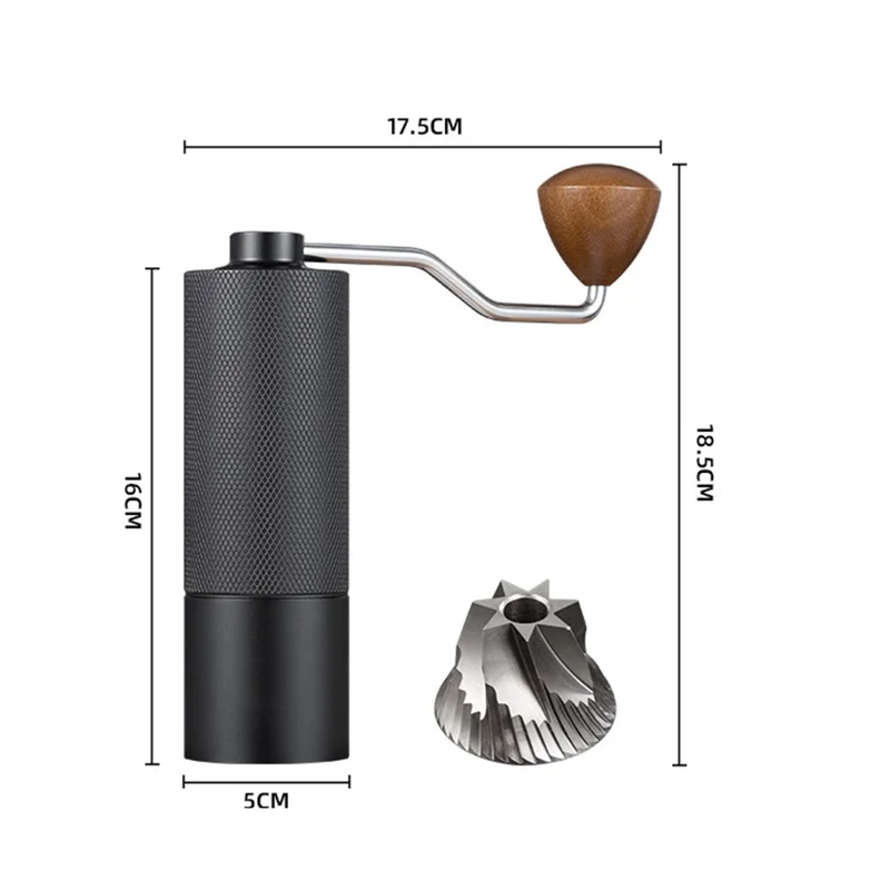 Moedor de Café Manual com Manivela, Moedor de Moagem de Lâmina de 7 Lâminas, Moedor de Burr Ajustável para Bebida Fresca - Preto