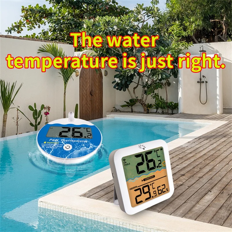 TS-PL07 Trådløs pooltermometer IP68 vandtæt med indendørs modtager, flydende digitalt vandtemperaturmåler til swimmingpool og spa