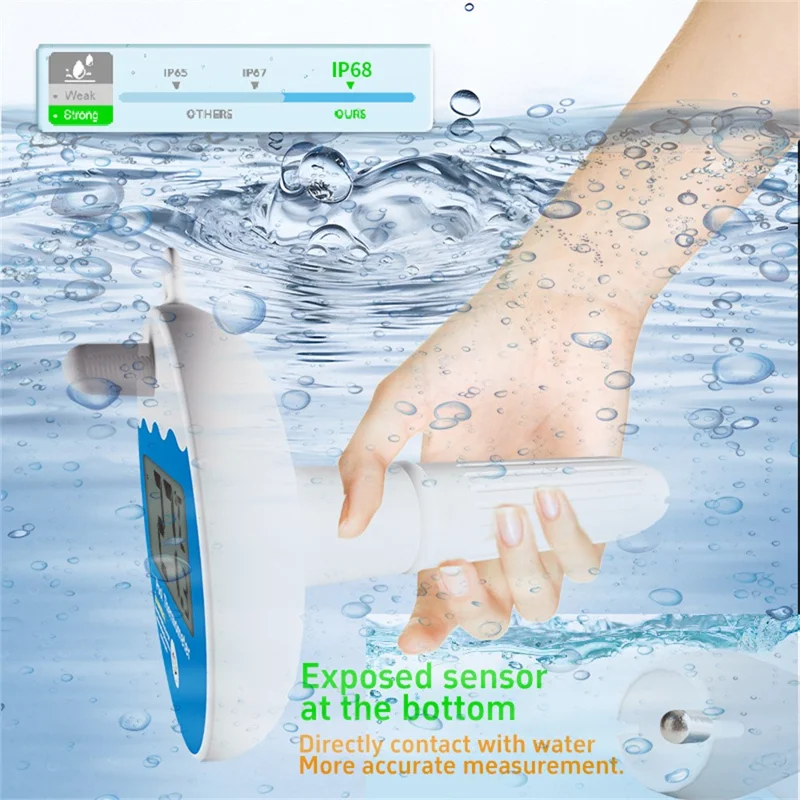 TS-PL07 Trådløs pooltermometer IP68 vandtæt med indendørs modtager, flydende digitalt vandtemperaturmåler til swimmingpool og spa