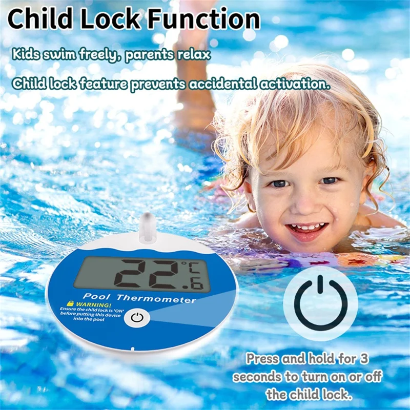 TS-PL09 IP68 Waterproof Pool Thermometer Floating Digital LCD Temperature Gauge for Swimming Pool Hot Tub