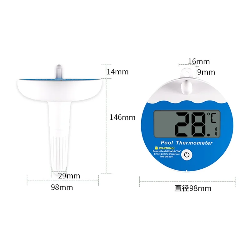 TS-PL09 IP68 Waterproof Pool Thermometer Floating Digital LCD Temperature Gauge for Swimming Pool Hot Tub