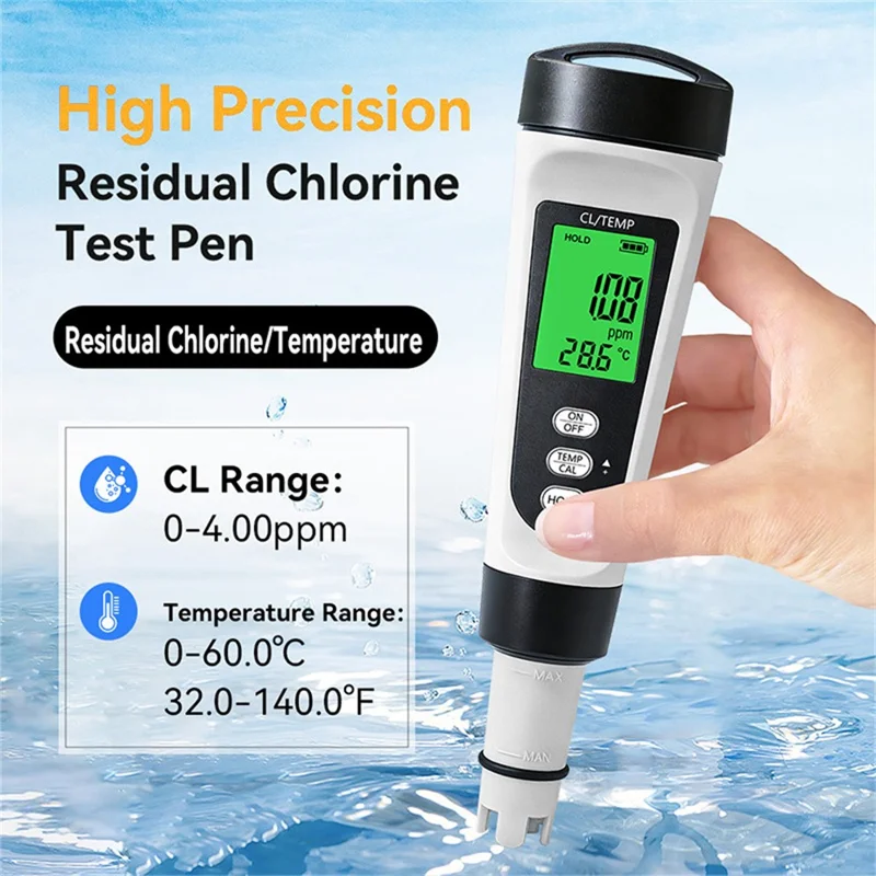 CL-M21 Swimming Pool Chlorine Tester Digital Water Quality TDS Meter 0-4.00ppm Test Pen