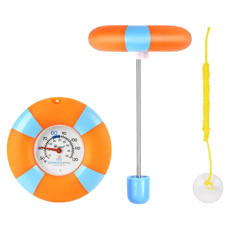 KT Y-1 Pool Thermometer Floating Mechanical Dual Scale ℉ / ℃ Water Temperature Gauge for Swimming Pool Spa Bathtub Fish Tank - Orange