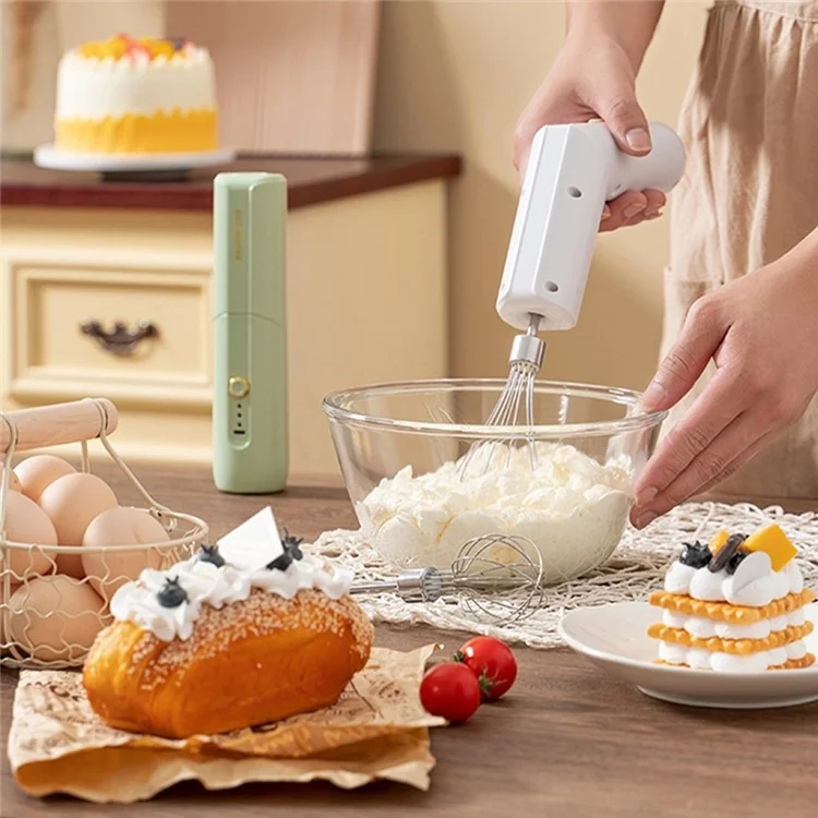 HZ-001 Drehbarer Elektrischer Handmixer Schneebesen Sahne Eischläger Mixer für Kuchenbäckerei Handmixer - Grün