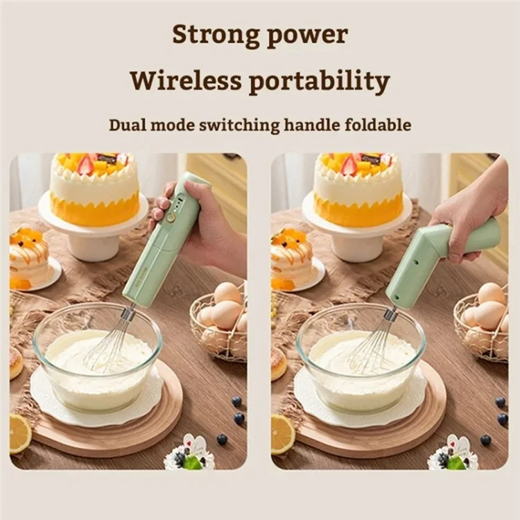 HZ-001 Drehbarer Elektrischer Handmixer Schneebesen Sahne Eischläger Mixer für Kuchenbäckerei Handmixer - Grün