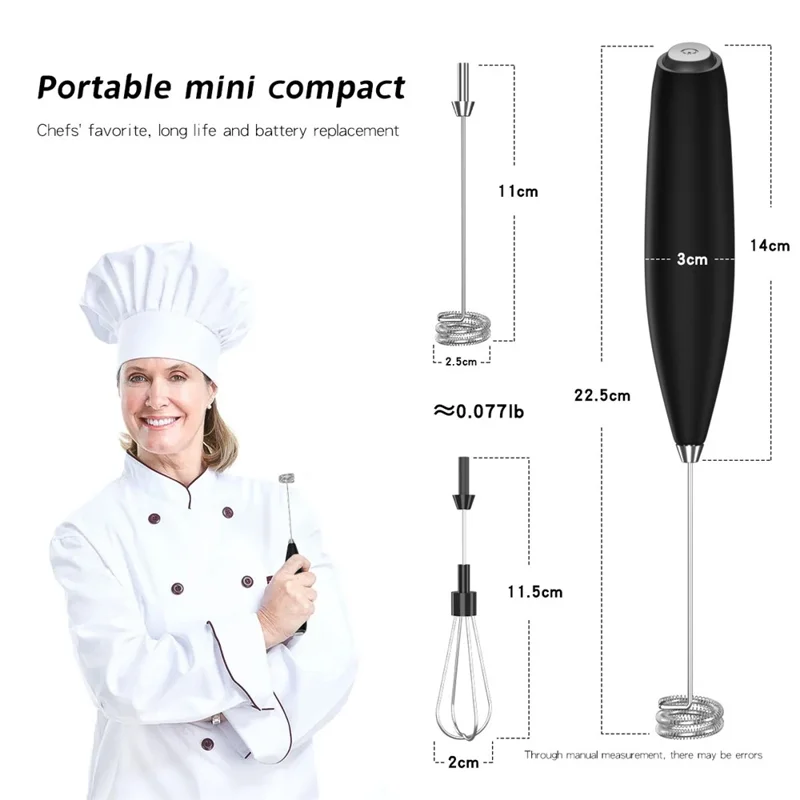 EB001 Cordless Egg Beater Handheld Electric Milk Frother Mini Mixer Coffee Blender for Home - Black