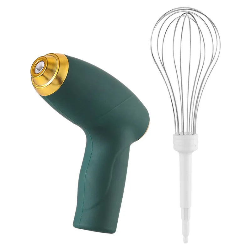 Portable Electric Whisk 3 Speed Settings Cordless USB Rechargeable Hand Egg Mixer Baking Cake Egg Cream Tool (BPA Free, No FDA) - Green