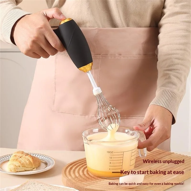 Portable Electric Whisk 3 Speed Settings Cordless USB Rechargeable Hand Egg Mixer Baking Cake Egg Cream Tool (BPA Free, No FDA) - Green