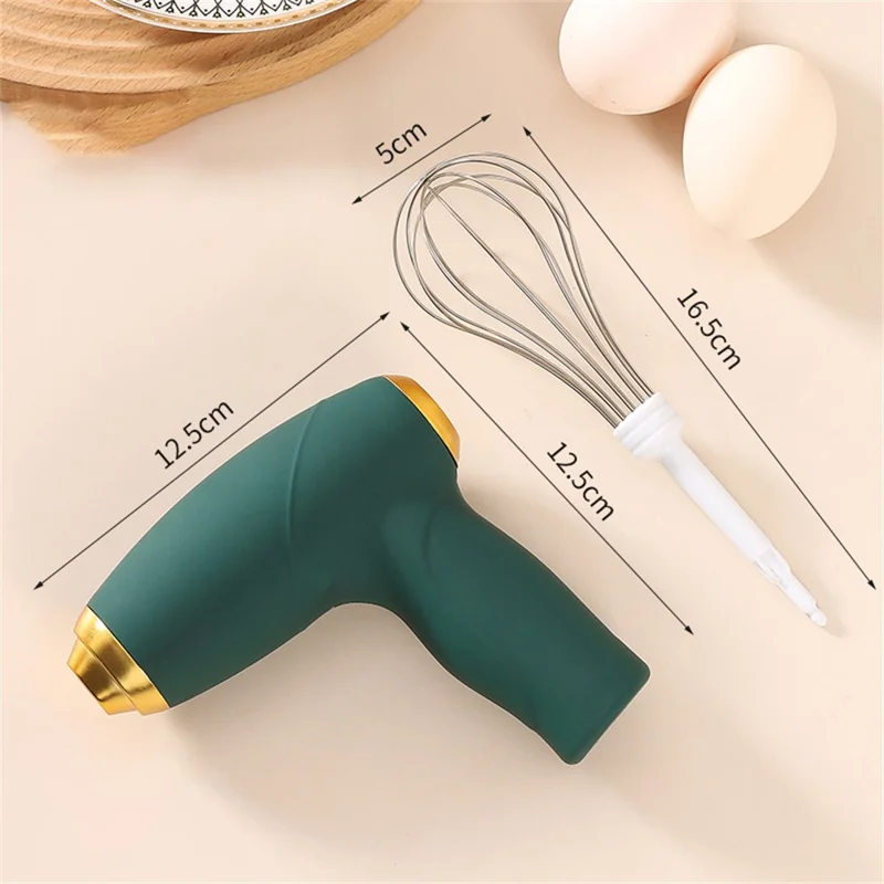 Portable Electric Whisk 3 Speed Settings Cordless USB Rechargeable Hand Egg Mixer Baking Cake Egg Cream Tool (BPA Free, No FDA) - Green
