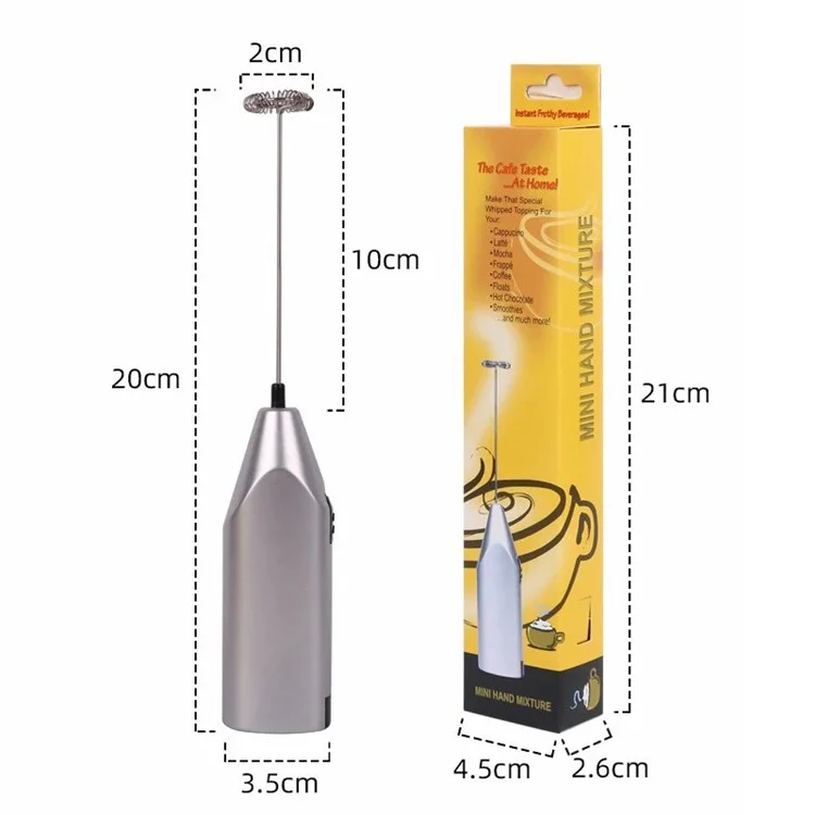 F015 Stainless Steel Handheld Electric Milk Frother Cappuccino Foamer (BPA Free, No FDA) - 015 Silver