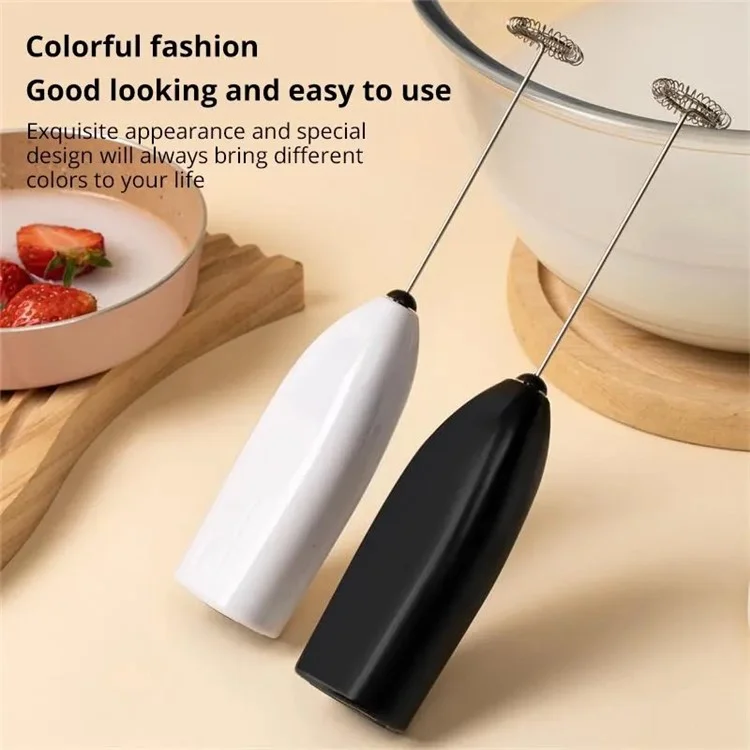 F016 Powerful Milk Frother Handheld Foam Maker Stainless Steel Drink Mixer (BPA Free, No FDA) - Black