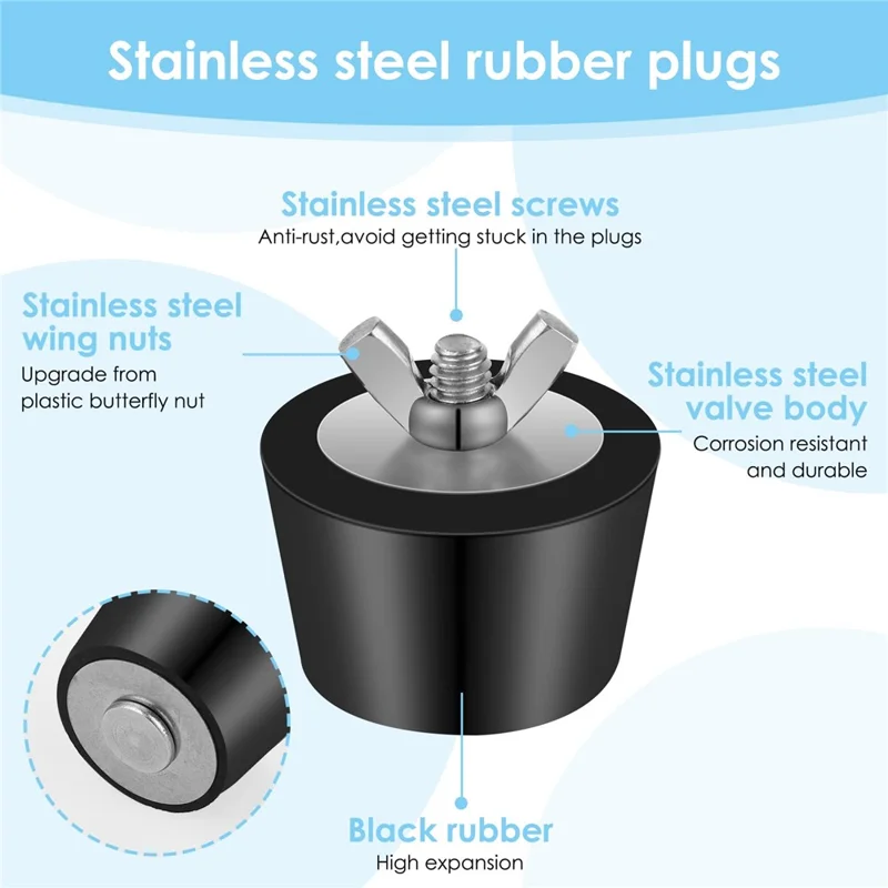 45mm Pool Winterizing Plug Rubber + Stainless Steel Swimming Pool Winter Expansion Plug with Screw