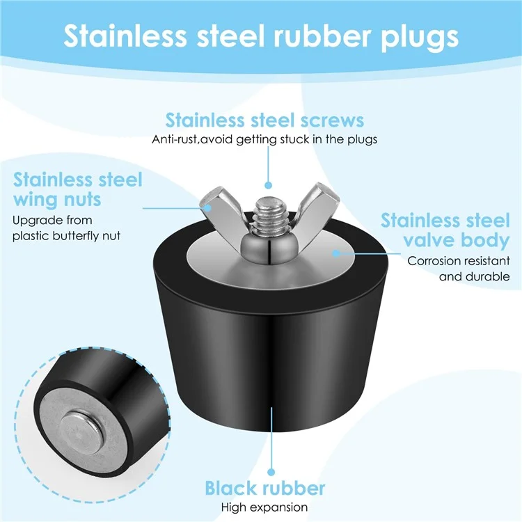63mm Pool Winterizing Plug Rubber + Stainless Steel Swimming Pool Winter Expansion Plug with Screw