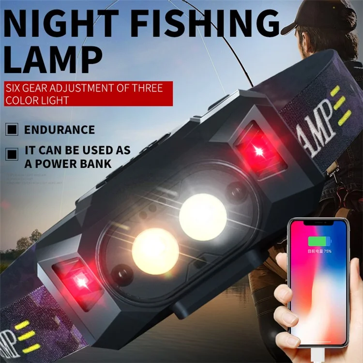 Luz LED de cabeza Wave Feeling 609 XPG High Light 3 modos Luz de pesca nocturna Faro Banco de energía