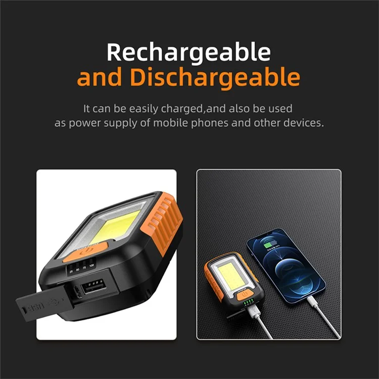 SUPERFIRE G21 Lámpara de trabajo portátil de 650lm COB LED, recargable por USB, a prueba de agua, para camping, senderismo