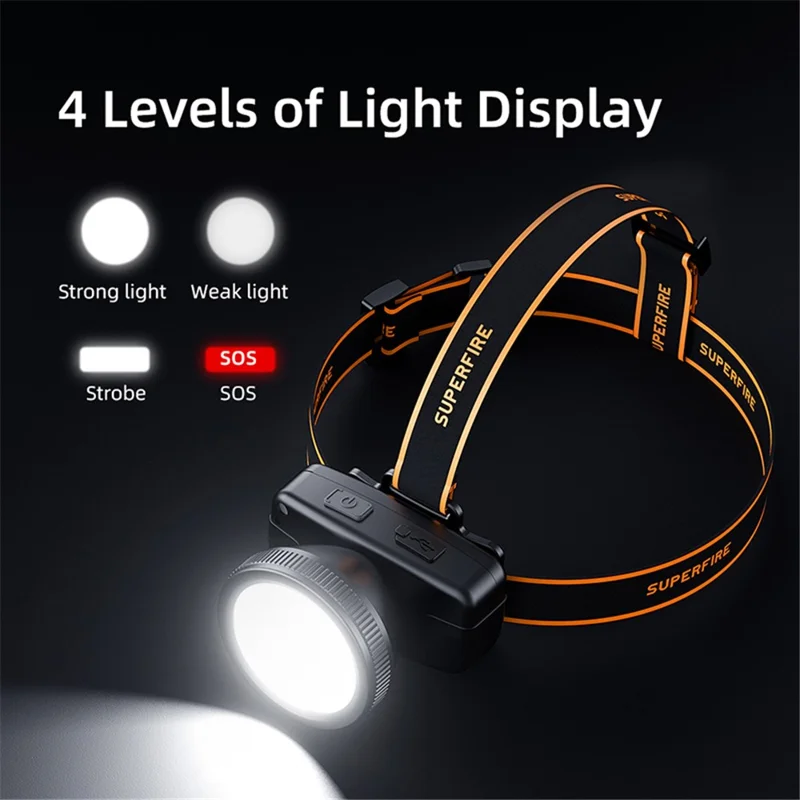 SUPERFIRE HL55 Outdoor 4-Mode Bright LED Headlight Adjustable Angle Waterproof Head Lamp Flashlight