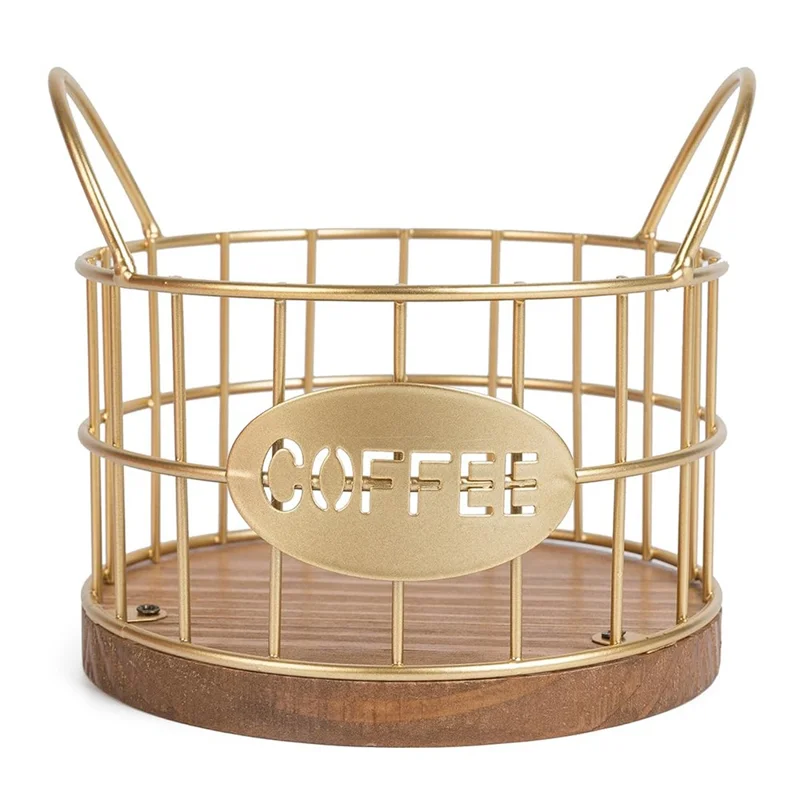 Kaffee -pod -halter Organisator K Cup Storage Basket Mit Griffen Für Küchentätigkeit Kaffee Bar - Gold