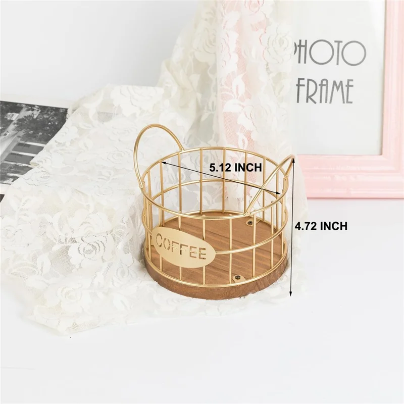 Kaffee -pod -halter Organisator K Cup Storage Basket Mit Griffen Für Küchentätigkeit Kaffee Bar - Gold