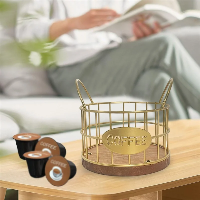 Kaffee -pod -halter Organisator K Cup Storage Basket Mit Griffen Für Küchentätigkeit Kaffee Bar - Gold