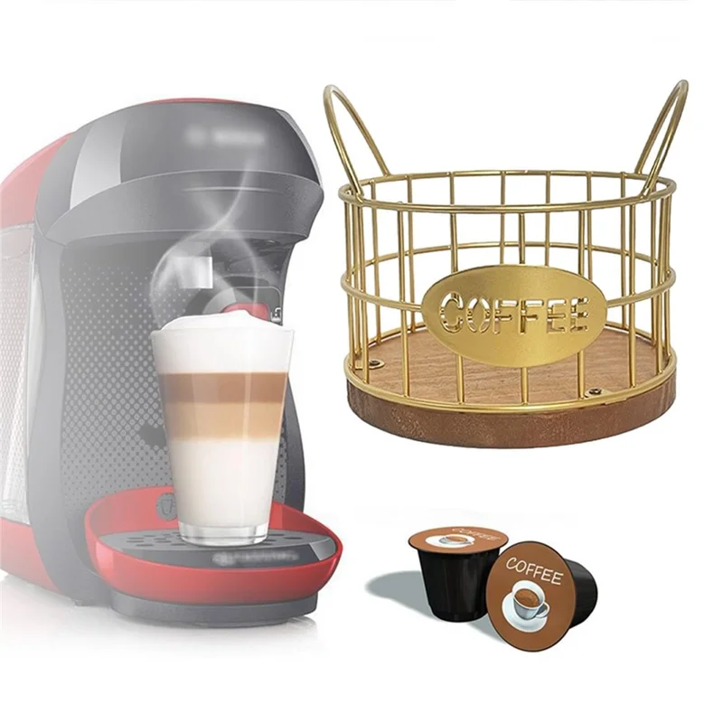 Kaffee -pod -halter Organisator K Cup Storage Basket Mit Griffen Für Küchentätigkeit Kaffee Bar - Gold