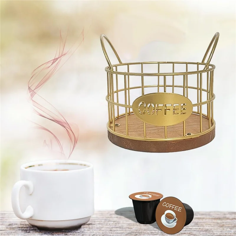 Kaffee -pod -halter Organisator K Cup Storage Basket Mit Griffen Für Küchentätigkeit Kaffee Bar - Gold