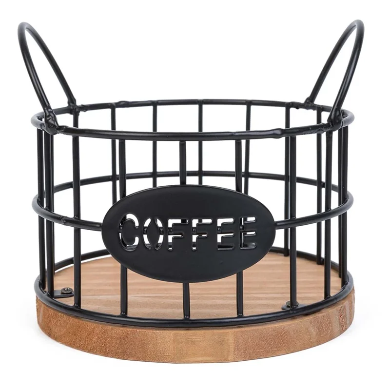 Kaffee -pod -halter Organisator K Cup Storage Basket Mit Griffen Für Küchentätigkeit Kaffee Bar - Schwarz