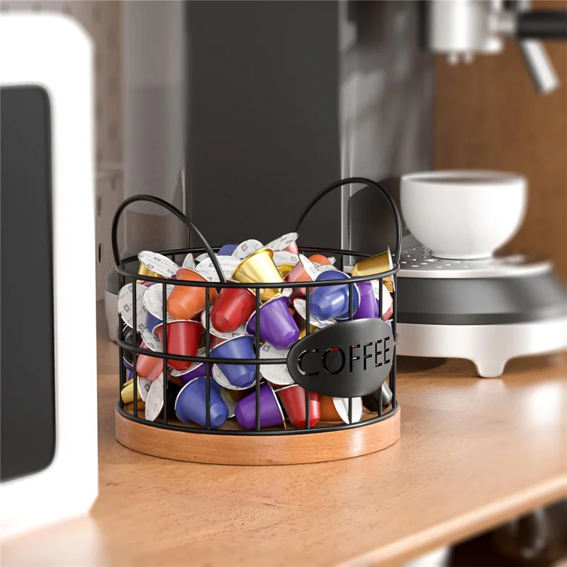 Kaffee -pod -halter Organisator K Cup Storage Basket Mit Griffen Für Küchentätigkeit Kaffee Bar - Schwarz