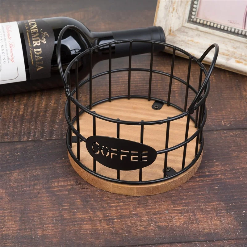 Kaffee -pod -halter Organisator K Cup Storage Basket Mit Griffen Für Küchentätigkeit Kaffee Bar - Schwarz