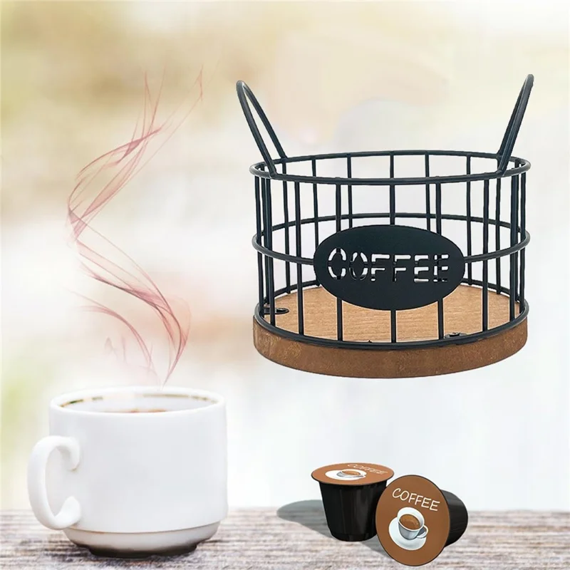 Kaffee -pod -halter Organisator K Cup Storage Basket Mit Griffen Für Küchentätigkeit Kaffee Bar - Schwarz