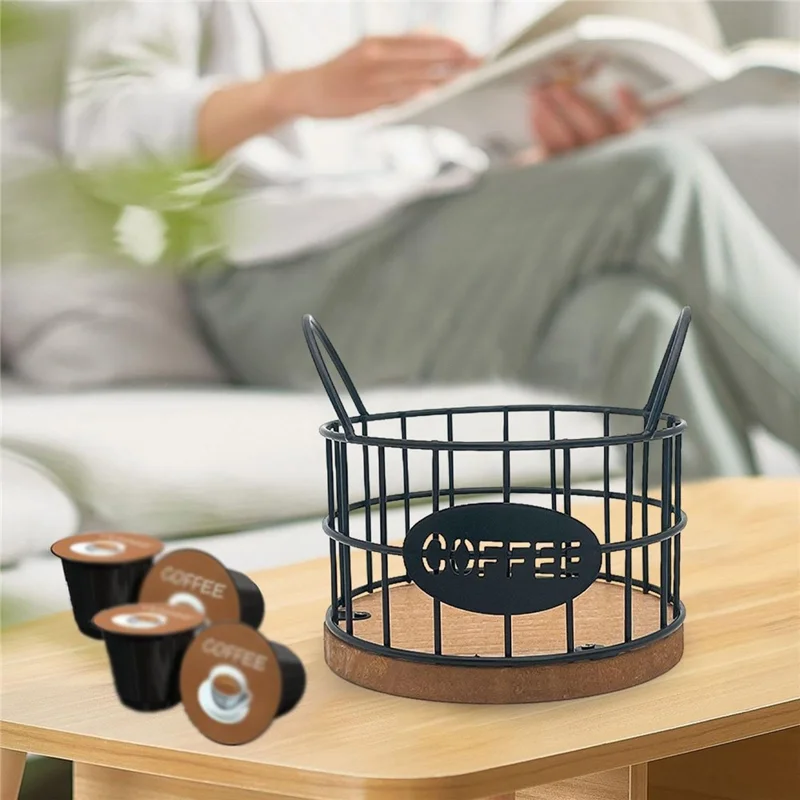 Kaffee -pod -halter Organisator K Cup Storage Basket Mit Griffen Für Küchentätigkeit Kaffee Bar - Schwarz