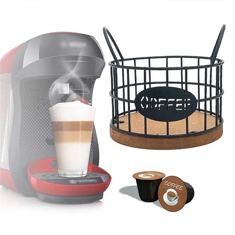 Kaffee -pod -halter Organisator K Cup Storage Basket Mit Griffen Für Küchentätigkeit Kaffee Bar - Schwarz
