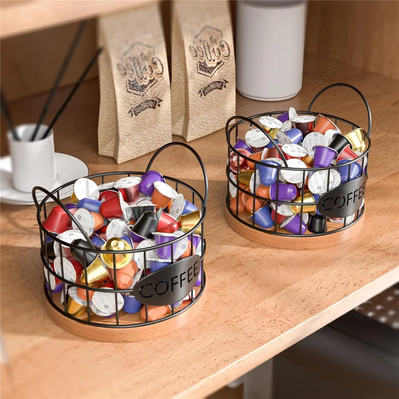 Kaffee -pod -halter Organisator K Cup Storage Basket Mit Griffen Für Küchentätigkeit Kaffee Bar - Schwarz