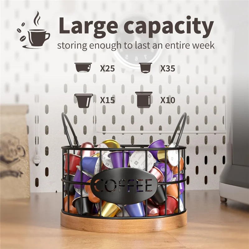 Kaffee -pod -halter Organisator K Cup Storage Basket Mit Griffen Für Küchentätigkeit Kaffee Bar - Schwarz
