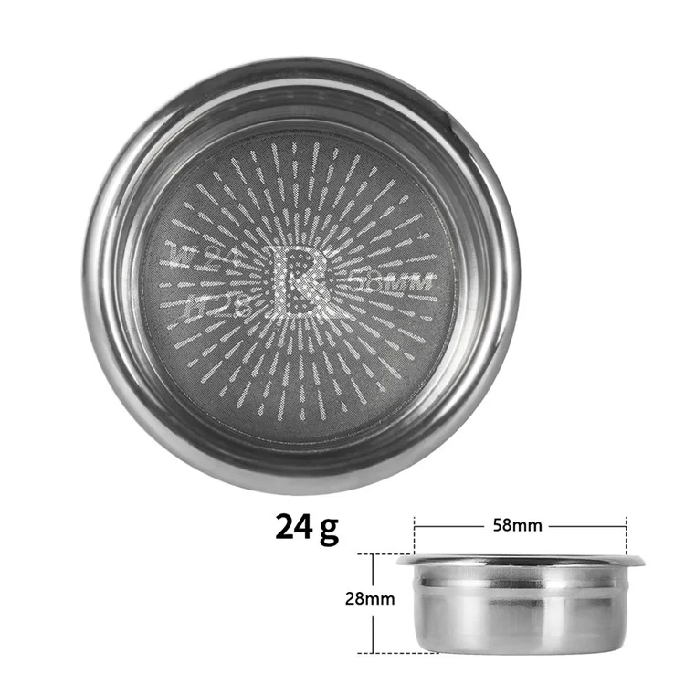Canastas de filtro de café espresso BANLEE Precisión 58mm Bol de extracción de polvo de máquina de café Mango 24g (SIN certificación FDA)