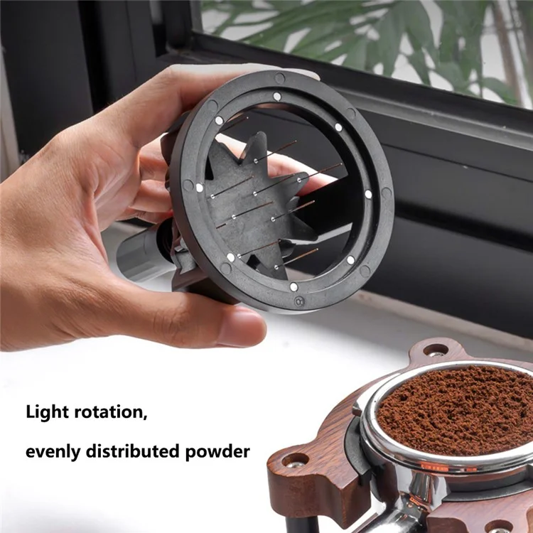 Outil de distribution de café 51 mm Distributeur d'aiguilles à espresso Niveleur rotatif (sans certification FDA)