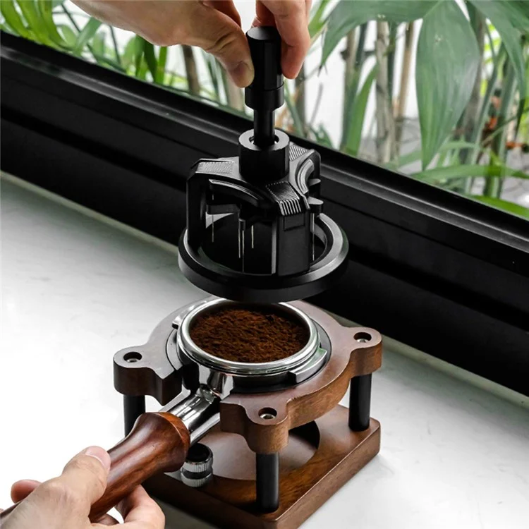 Outil de distribution de café 51 mm Distributeur d'aiguilles à espresso Niveleur rotatif (sans certification FDA)