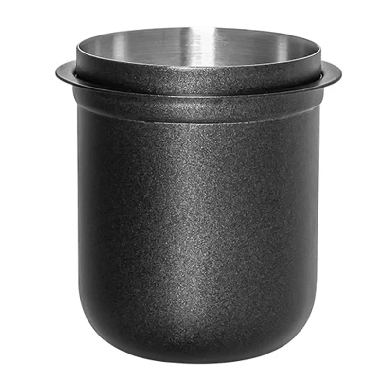 58mm Coffee Grinder Catch Cup Espresso Coffee Dosing Cup Stainless Steel Powder Catcher ( BPA Free, No FDA ) - Black