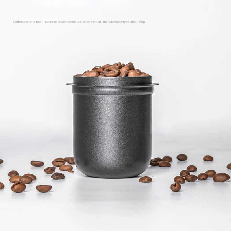 58mm Coffee Grinder Catch Cup Espresso Coffee Dosing Cup Stainless Steel Powder Catcher ( BPA Free, No FDA ) - Black