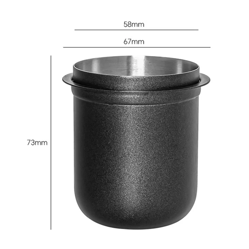 58mm Coffee Grinder Catch Cup Espresso Coffee Dosing Cup Stainless Steel Powder Catcher ( BPA Free, No FDA ) - Black