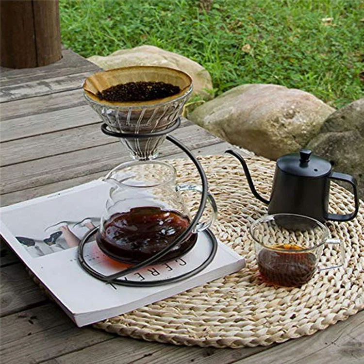 Iron Coffee Pour Over Stand Serpentine Filter Holder Drip Coffee Maker Display Dripper Rack