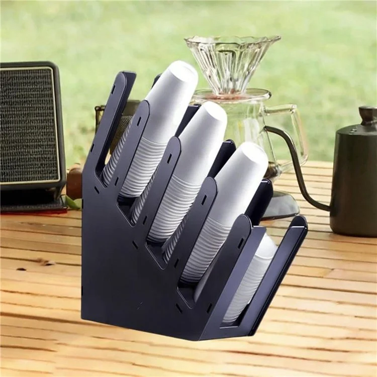 Distributeur de gobelets en acrylique à 4 niveaux inclinés Porte-gobelets à café pour café, restaurant, bureau et usage domestique