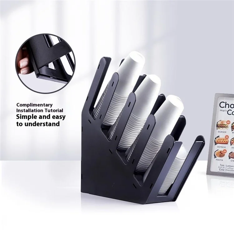 Distributeur de gobelets en acrylique à 4 niveaux inclinés Porte-gobelets à café pour café, restaurant, bureau et usage domestique
